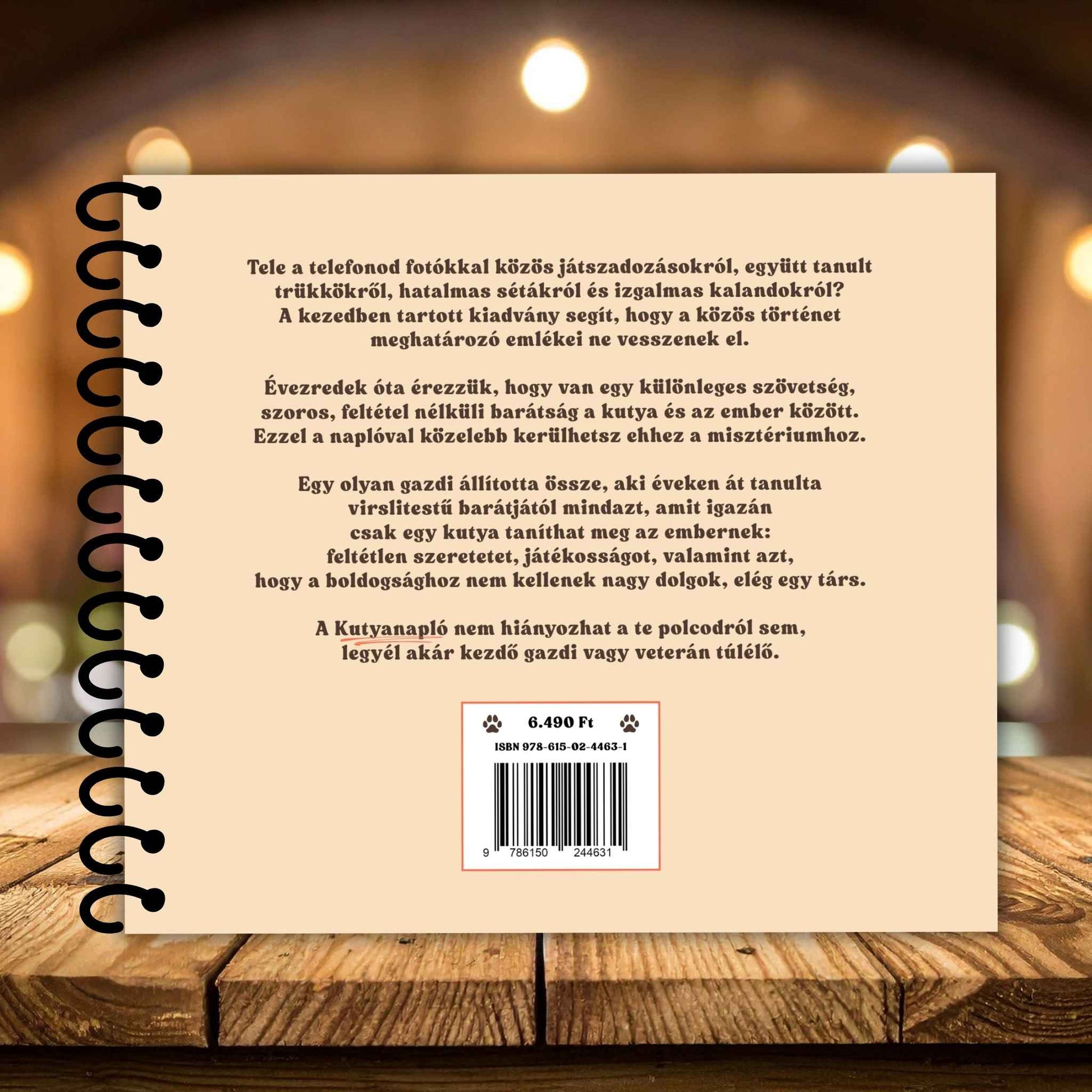 Kutyanapló hátsó borítója a Mancsos Naplók sorozatból.